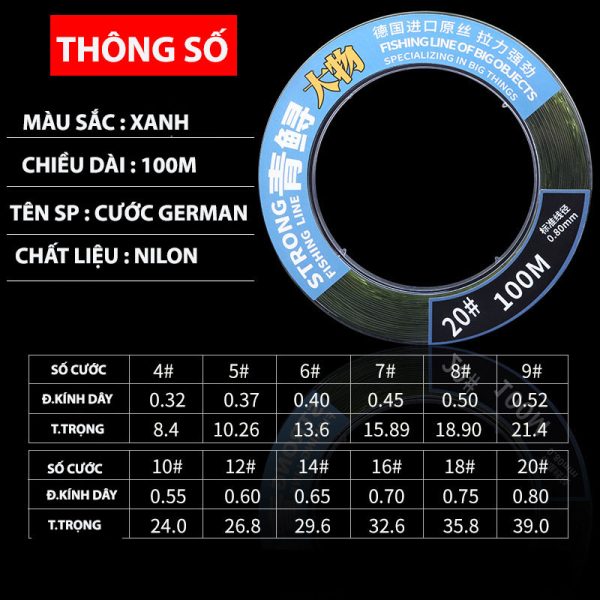 DÂY CÂU GERMAN CÂU CÁ LỚN CUỘN 100M - Hình ảnh 5