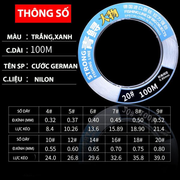 DÂY CÂU GERMAN CÂU CÁ LỚN CUỘN 100M - Hình ảnh 6